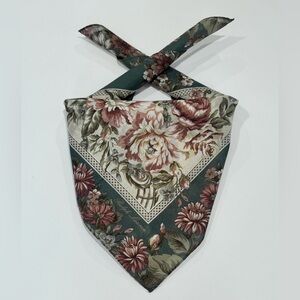 Handkerchief Scarf Ralph Lauren Women Floral Green Cotton Pocket Square 19”